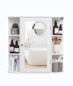 ชั้นวางแบบเปิด2 + 6ชั้นสำหรับวางในห้องน้ำพร้อมกระจกติดผนัง - Product Image 1