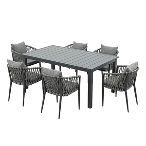 Wholesale Modern Outdoor Garden Patio Furniture <b>Set</b> Fabric Extension Table With 8 Chairs and <b>Waterproof</b> <b>Set</b> ZY0010 Dinning Table - Product Image 2