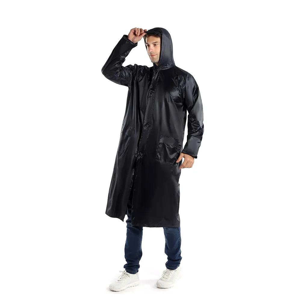 Professional Manufacture Cheap Polyester Raincoat Wholesale Long Hooded Rainwear Adult