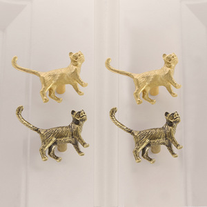 Cute Cat Brass <strong>Door</strong> Handle, European &amp; American Style, Metal Decorative Pull for Cabinets - Product Image 1