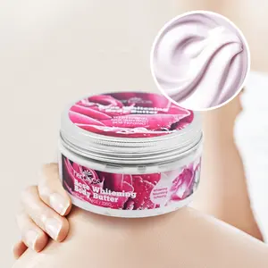 Meilleur beurre corporel à la rose OEM Crème au beurre corporel de karité végétalienne Hydratant naturel et bio pour éclaircir la peau