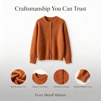 Damen Casual Kaschmir-Cardigan mit Rundhalsausschnitt, Einreihig mit Knöpfen, Knitterfrei, Relaxed Fit Strickware für Herbst und Winter, OEM ODM