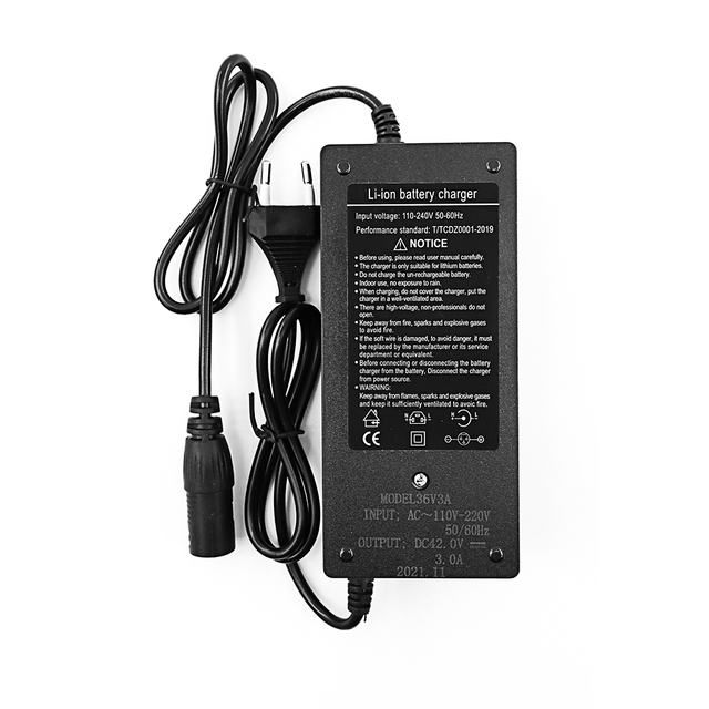 LiitoKala 42V 3A Lithium Battery Charger for 10S 36V Li-ion Battery Pack Electric Scooter Electric Bike Charger Connector XLR