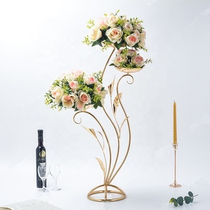 Modern High <b>Table</b> <b>Top</b> Flower Stand with Gold Silver Columns <b>Wedding</b> Centerpieces and <b>Table</b> <b>Decorations</b> - Product Image 4