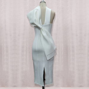 <span class=keywords><strong>Sexy</strong></span> Split Senza Maniche Damigella D'onore <span class=keywords><strong>Bianco</strong></span> Torna Grande Bowtie Della Signora Club Dress - Product Image 5