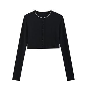 Kadın rahat üç parçalı Set uzun kollu hırka üst diz boyu sıska örme sahip kelebek yay ince omuz askısı - Product Image 5