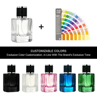 Flacon de parfum vide personnalisé écologique 30ml 50ml 100ml, forme carrée, en verre épais, avec pulvérisateur à fine brume et sérigraphie givrée