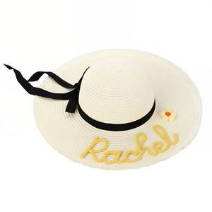 Personalized Embroidered Beach <b>Hat</b>, Custom Outdoor Floppy Sun <b>Hat</b>, Bridesmaid <b>Wedding</b> Favors, Summer Vacation Travel Straw Cap - Product Image 4