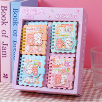 Carnet spirale A7, 80 feuilles, couverture autocollante couleur, bord ondulé, 4 motifs d'ours, mini format de poche, papeterie étudiante, vente en gros