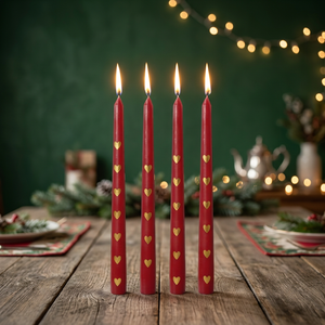 Premium 10-inch Red <b>Taper</b> <b>Candles</b> (Set 4) Wholesale Soy Paraffin Wax Handmade Smokeless Rose Fragrance Christmas Birthdays - Product Image 3