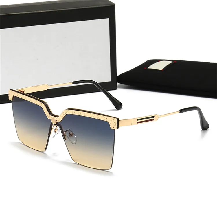 2022 New Luxury Brands Designer Sun Shades Glasses Women Square Semi-rimless Sunglasses Letter GG Sun Shades Glasses Men UV400