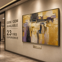 Gold Schwarz Lila Ölgemälde Bas-Relief Impasto Strukturierte Wandkunst Goldrahmen Hotel Grand Lobby Statement-Wandbild Maßanfertigung Großhandel OEM