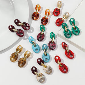 Boucles d'oreilles pendantes créatives en acrylique pour femme, plaquées <span class=keywords><strong>or</strong></span>, avec graines <span class=keywords><strong>de</strong></span> <span class=keywords><strong>café</strong></span>, maillons, marbre coloré et chaîne en forme <span class=keywords><strong>de</strong></span> nez <span class=keywords><strong>de</strong></span> cochon, collection vintage automne/hiver - Product Image 6