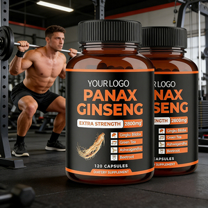 Suplemen <span class=keywords><strong>Ginseng</strong></span> <span class=keywords><strong>Panax</strong></span> Premium OEM Siap Kirim - Ekstra Kuat 2800mg untuk Energi Harian - 120 Kapsul - Product Image 2