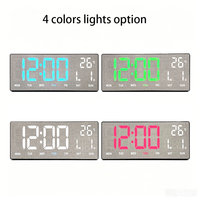 Reloj de Pared Digital LED Moderno con Control Remoto, Calendario, Luz Nocturna, Temperatura, Silencioso, de Plástico, para Mesa o Habitación