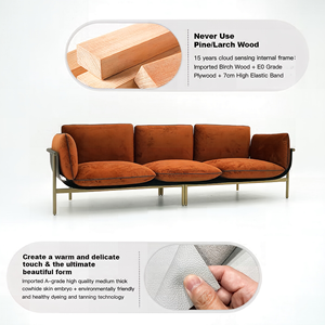Sofá Esquinero de 3 Plazas de Lujo Estilo Italiano, Diseño Moderno, Tela Cómoda de Color Marrón - Product Image 3