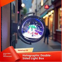 Caja LED holográfica 3D de ojo desnudo, impermeable para exteriores, proyección dinámica de doble cara, cartelera, drenaje de puerta, negro