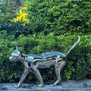 厂家直销可定制现代风格不锈钢猫雕塑抛光工艺 - Product Image 1