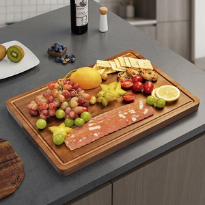 Planche à découper en bois rustique avec poignée, planche à découper rectangulaire, planche de préparation et de service pour la cuisine, pour la maison et les restaurants - Product Image 1