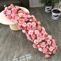 Nouveauté Chemin de table en fleurs artificielles blanches et roses Décoration de mariage Jardins Événements