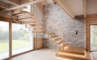 Escalier en bois flottant sur mesure de luxe, système d'escalier à monopoutre avec monte-escalier ouvert pour la maison