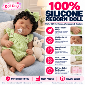 Poupée Duo personnalisée de 18 pouces, entièrement en silicone, bébé reborn, motif écossais vert, ours en tricot blanc, cadeau de Noël personnalisé pour enfants - Product Image 1