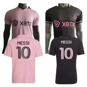 2024 25 New Thai Quality Herren Inter Miami 10 Messi Pink Black Fan Player Version hochwertiges Fußball-Fußballtrikot