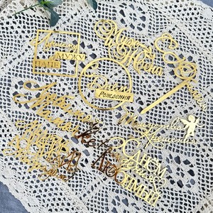 ท็อปเปอร์เค้กอะคริลิค รูปน้ำผึ้งและรสหวาน พร้อมข้อความภาษาภาษารัสเซีย ของตกแต่งเค้กวันเกิด อุปกรณ์จัดงานปาร์ตี้ อุปกรณ์ตกแต่งสถานที่ - Product Image 3