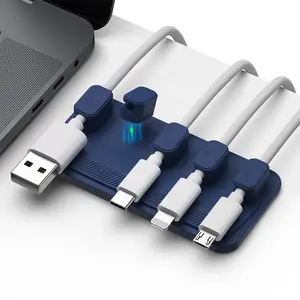 2024 nouveau plateau organisateur de câble en Silicone de bureau entrée USB pour fils d'écouteurs et câbles de téléphone