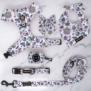 Arnés de perro de flores artísticas, accesorios personalizados para cachorros, cubierta de logotipo de marca personalizada, Collar de perro, correa a juego deseable - Product Image 5