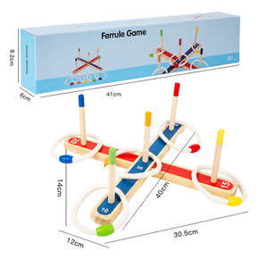 लकड़ी की अंगूठी टॉस गेम सेट क्रॉस उद्धरण बच्चों और वयस्कों के लिए साधारण असेंबली खिलौने - Product Image 6