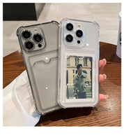 Étui transparent pour porte-sac à fente pour carte pour iPhone 16 15 14 13 12 11 Pro Max Mini X XR 7 8 Plus portefeuille transparent antichoc couverture souple