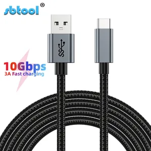 Kabel pengisi daya cepat, kabel USB Tipe C USB3.2 Tipe c ke USB3.0 Male PD 10Gbps 3A 60W