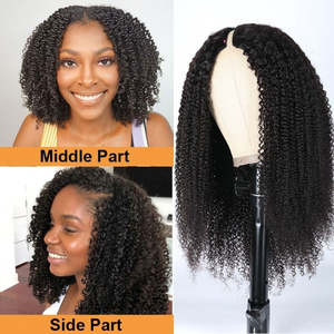 Bán Buôn 200% Mật Độ Jerry <span class=keywords><strong>Curl</strong></span> Thô Miến Điện Tóc Glueless Brazil Tự Nhiên V Phần Tóc Giả Cho Người Phụ Nữ Da Đen V Phần Tóc Giả Tóc Con Người - Product Image 5