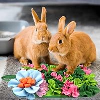 Tapis olfactif interactif pour petits animaux (lapins, chiens, hérissons, cochons d'Inde, souris) – Motif floral mignon en polyester pour la recherche de nourriture