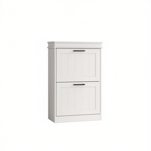 Gabinete de Almacenamiento de Zapatos de Madera Maciza Blanca Db, 2 Puertas, Diseño Moderno, Mueble para Sala de Estar, Fácil de Ensamblar, Estante de Almacenamiento para el Hogar - Product Image 1