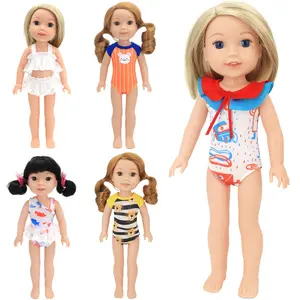 Pakaian Rok Gaun Boneka Anak Perempuan 14 Inci Desain Baru Penjualan Lengkap untuk Anak-anak Bermain
