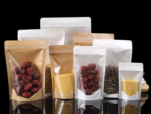 Phẳng Khối Dưới Nâu Giấy Kraft Có Thể Tái Chế In Kỹ Thuật Số Nắp Kéo Ziplock Nhiệt Có Thể bịt kín Thực Phẩm Lưu Trữ Hộp <span class=keywords><strong>Pouch</strong></span> - Product Image 4