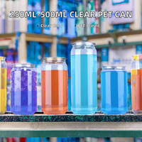 Boîte ronde en plastique PET de 250 ml, 330 ml, 500 ml pour thé boba, soda, café glacé, avec anneau d'ouverture facile et couvercle à ouverture facile