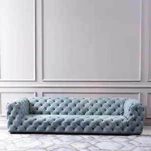 Nuovo prodotto cuscino in schiuma Design italiano mobili da salotto 4 posti in pelle semplice divano Sala di lusso divano in velluto set