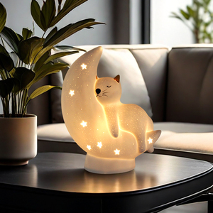 Offre Spéciale lune et chat LED veilleuse intérieur chevet Art Design avec alimentation enfichable prix d'usine pour bureau <span class=keywords><strong>de</strong></span> table pour enfants - Product Image 3
