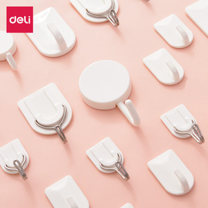 Deli Sticky Hooks White Wall Mounted No Drill Adhesive Hook For Bathroom Kitchen Home Use 1.0kg Capacity - Product Image 2