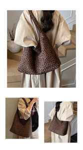 Borsa Vintage in Finta Pelle Scamosciata con Logo Personalizzato per Donna, Stampa Leopardata, Grande Capacità, Tracolla Versatile, Borsa a Spalla - Product Image 5