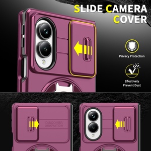 เคสโทรศัพท์แม่เหล็กแบบด้านสุดหรูสำหรับ Samsung Z Fold 8 Ultra 7 6 พร้อม 360 องศา °   ขาตั้งแบบวงแหวน ฝาปิดกล้องแบบเลื่อน ป้องกันการกระแทก - Product Image 4