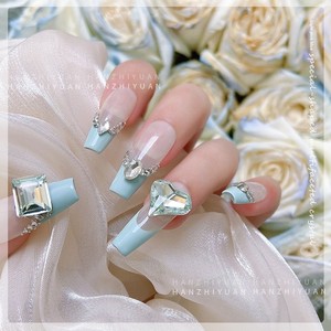 Strass en cristal K9 pour nail art, rose clair et <span class=keywords><strong>bleu</strong></span>, forme irrégulière multi-facettes, à pointe acérée, forme carrée épaisse, cœur asymétrique, style Ins - Product Image 4
