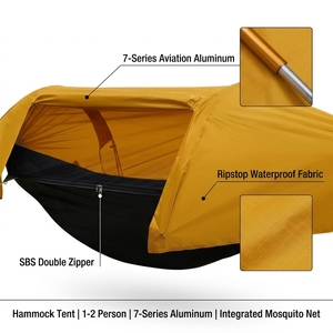 Hamaca de Camping 3 <span class=keywords><strong>en</strong></span> 1 de Nailon con Mosquitera y Toldo Impermeable de 3000 mm, Ultraligera y Portátil, para una Persona - Product Image 2