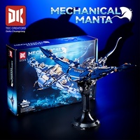 7054 Model Koleksi Ikan Setan Mekanik Robot Plastik Mainan Edukatif Blok Bangunan untuk Hadiah Ulang Tahun Anak