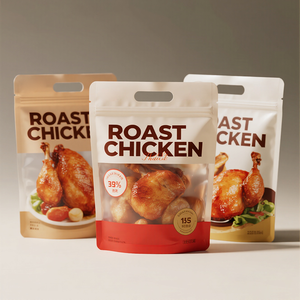 Sacs d'emballage pour poulet rôti avec poignée, personnalisables avec logo imprimé, refermables, à fermeture éclair, <span class=keywords><strong>anti</strong></span>-buée, pour micro-ondes et rôtissoire - Product Image 1