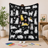 Couverture en flanelle personnalisable DIY pour graffitis, 50x60, douce et chaude, à colorier, avec motif animalier pour enfants, cadeau d'anniversaire créatif