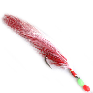 Señuelo de pesca biónico con forma de pulpo y plumas de pavo, rojo y blanco, para lubina, pesca en el mar, cebo de fondo, para ríos y pesca desde embarcación - Product Image 2